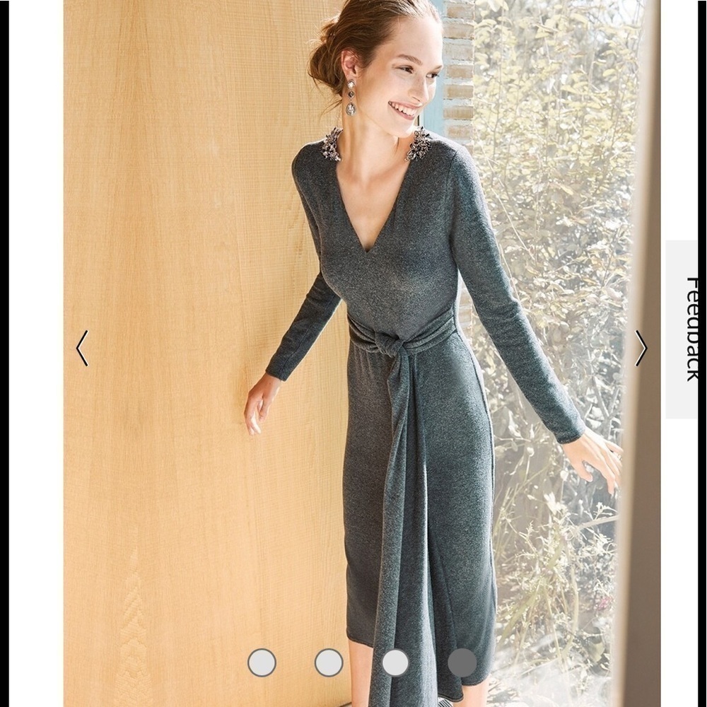 New - WHBM Cozy Midi Dress With Twisted Belt